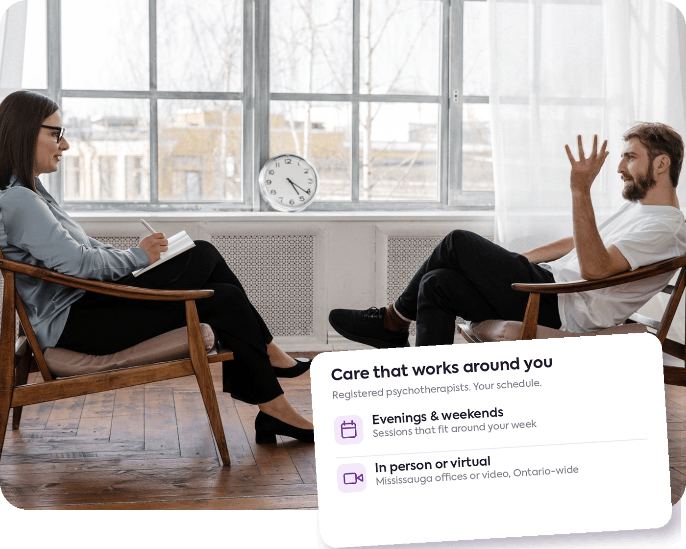 Two people in a counselling conversation — Counselling Mississauga